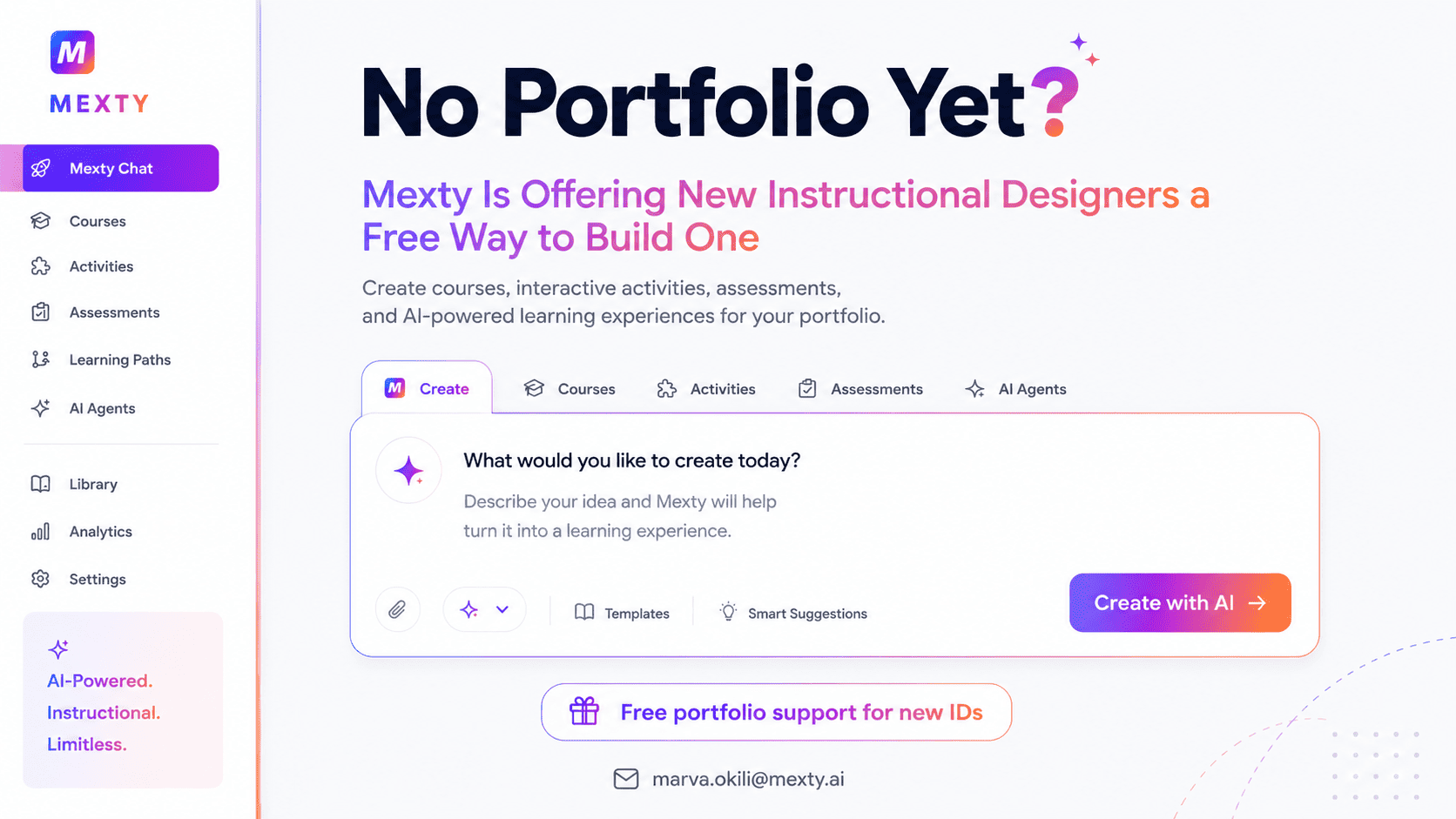 No Portfolio MextyYet?  Is Offering New Instructional Designers a Free Way to Build One