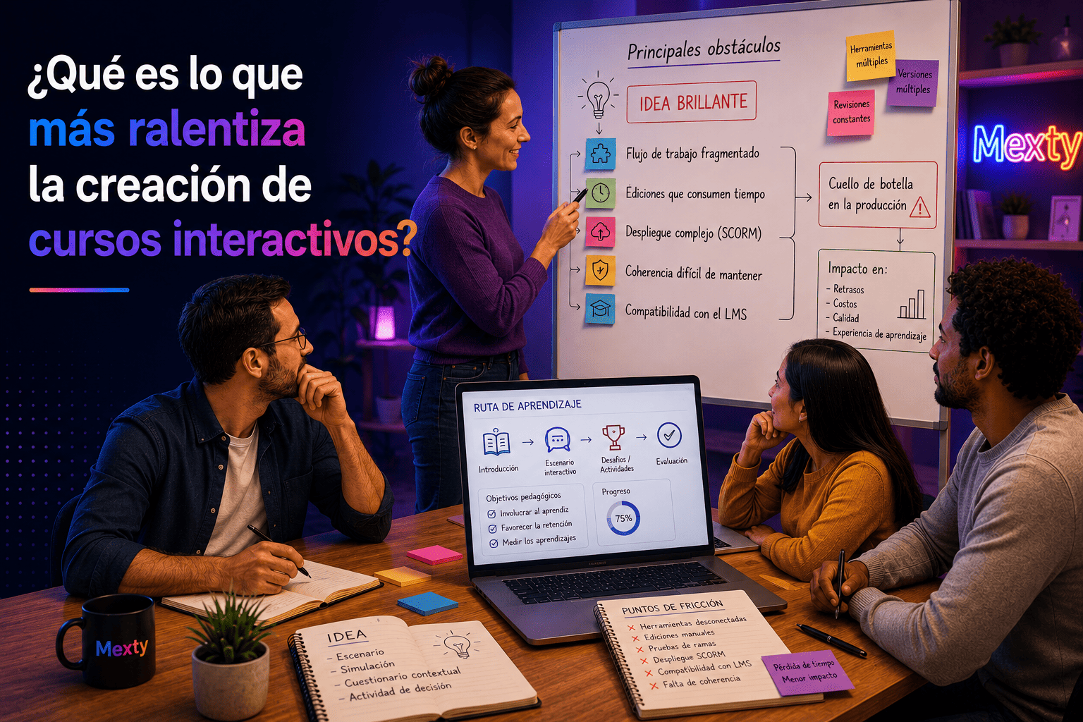 ¿Qué es lo que más ralentiza la creación de cursos interactivos?