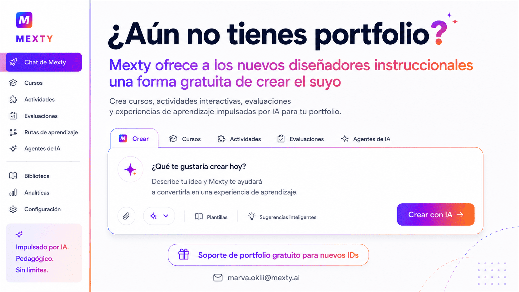 Sin portafolio todavía? Mexty ofrece a los nuevos diseñadores instruccionales una forma gratuita de crear uno